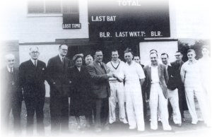 Official opening of the scorebox in 1953 by Sir William Cocker